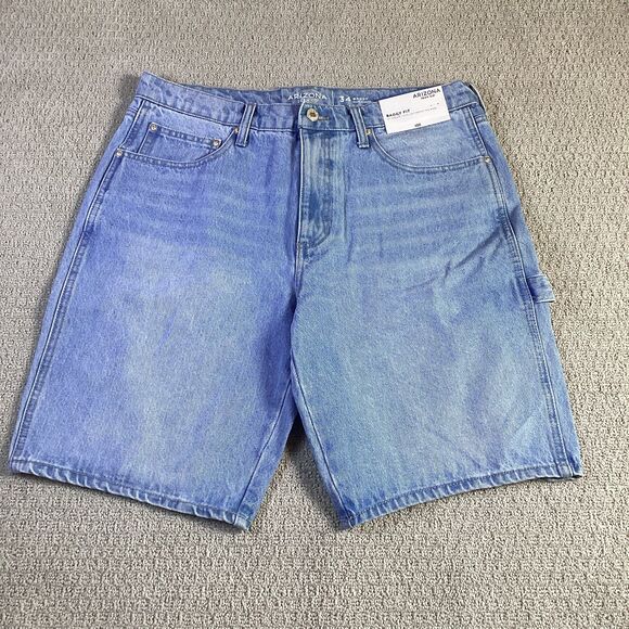 Arizona Jean Co. Denim Shorts 34‎ Blue Baggy Fit Carpenter Style - Picture 1 of 4